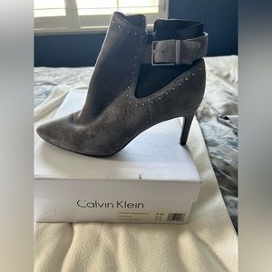 Calvin Klein Jozie Kid Suede/Stretch Booties/Heels